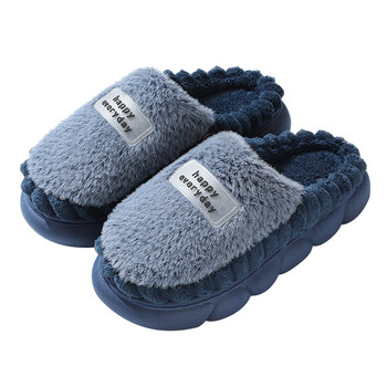 
Thick-soled cotton slippers for men in winter home use indoor thickened plus velvet non-slip warm plush slippers for men winter