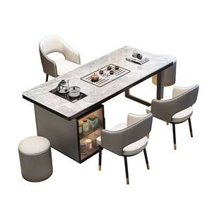 Modern light luxury rock slab tea table living room home balcony tea table office tea table chair combination one table five chair tea table