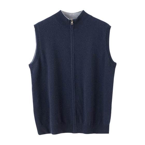 
Thickened cashmere vest vest men's 100 pure cashmere sweater on both sides of winter, sleeveless loose half-high neck cardigan trouser waistcoat