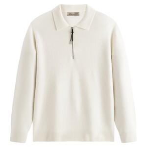 
PEACEBIRD Men's Lapel Wool Sweater Winter Zipper Lapel Sweater Men's White Casual Cashmere Sweater Men