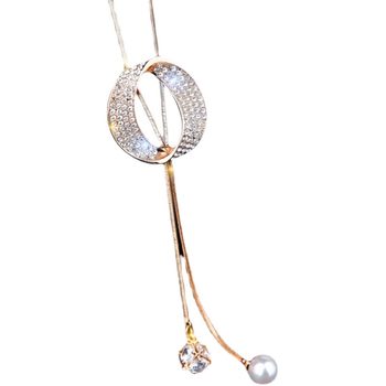
Autumn and winter long sweater necklace pearl pendant adjustable