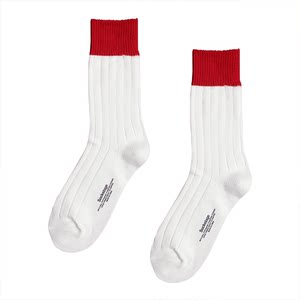 
SS2L spring and summer new Japanese simple contrasting color thick needle thick thread pure cotton mid-tube socks piled socks for men and women ins fashion