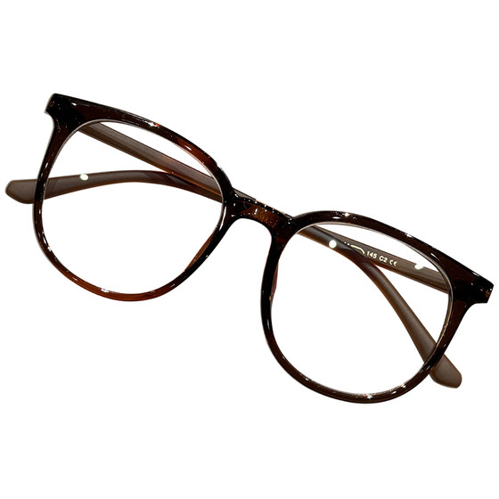 Ultra -light glasses women can be equipped with close -ups, cold tea color, 颜 超 large frame shows face small eyes square face mirror frame
