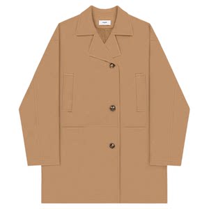 
HONORE Guyue modern style alpaca + superfine wool mid-length casual versatile coat