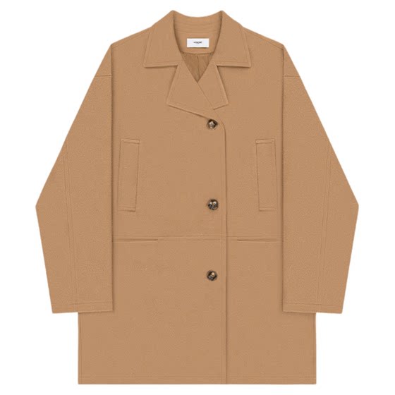 
HONORE Guyue modern style alpaca + superfine wool mid-length casual versatile coat