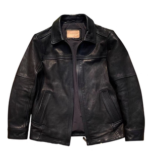 Classic men recommend vegetable-tanned goat leather jacket for men's lapel short genuine leather jacket casual leather jacket