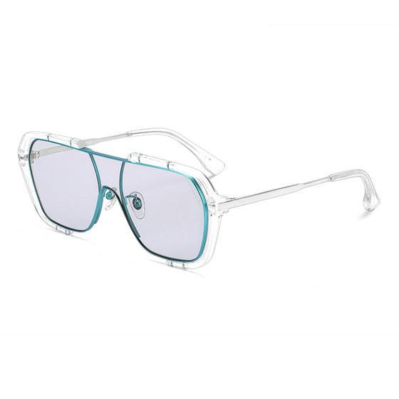 Kawakubo Rei Internet celebrity double beam transparent glasses frame men's big face eyes women's anti-blue light color discoloration myopia glasses