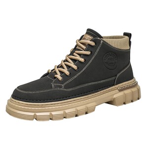 
Semir men's shoes summer breathable high-top British style Martin boots black mid-top leather shoes waterproof heightening workwear trendy shoes