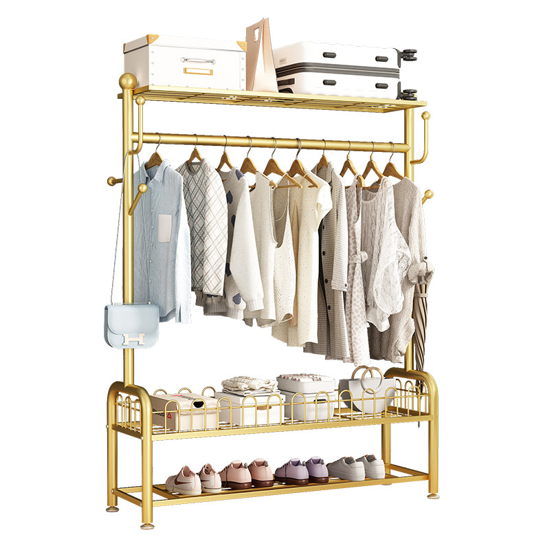 Rail De Rangement En Métal Pour Vêtements - Présentoir à Vêtements - Portant Autonome - Portant à Vêtements - Portant à Vêtements - Portant à Vêtements - Doré