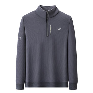 
Authentic Italian men's pure cotton long-sleeved T-shirt for autumn and winter new stand collar base polo shirt loose sweatshirt for men