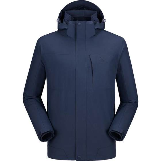 
Camel Outdoor Gray Blue Jacket Men's and Women's Three-in-One Removable Rainstorm Waterproof Jacket Thickened Mountaineering Jacket