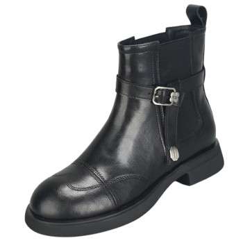 
Wide fat feet large size women's shoes 41 to 43 autumn new leather boots thick heel short boots Chelsea boots wide toe women's boots