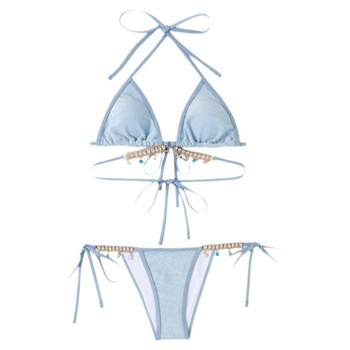 Diamond chain triangle bikini three-point swimsuit for women
