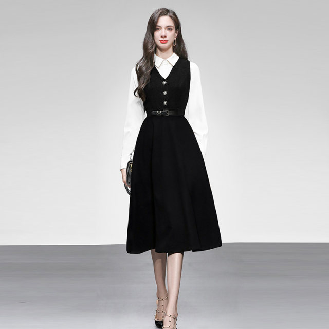 Petite Fragrance Noble Elegance Suit for Women - 2025 Spring New Collection Waist-Cinching Cardigan with Chiffon Skirt Two-Piece Set main image 1