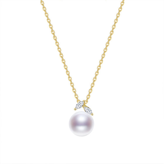 
Jingrun Pearl Luchu Necklace 925 Silver Freshwater Pearl Chain 9-10mm White Round Gift for Girlfriend