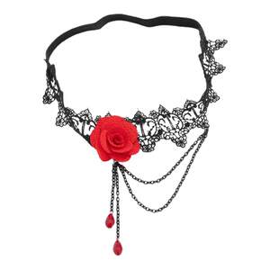 Gothic black rose crystal lace elastic band thigh chain with strap sexy leg chain non-slip leggings leg ring