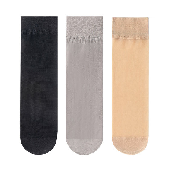Painens stockings female short summer thin anti -hook stockings crystal wear -resistant black meat color spring and autumn sockings short stockings
