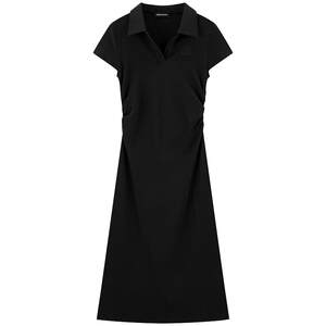 
Peacebird POLO neck long A-line waist 25 spring new short-sleeved T-shirt skirt simple casual long skirt for women
