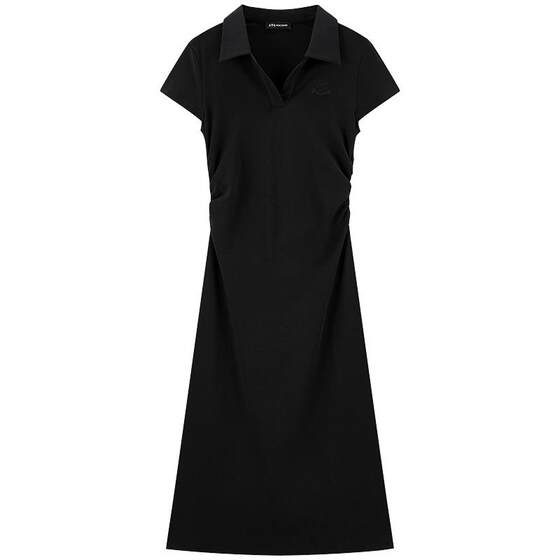 
Peacebird POLO neck long A-line waist 25 spring new short-sleeved T-shirt skirt simple casual long skirt for women