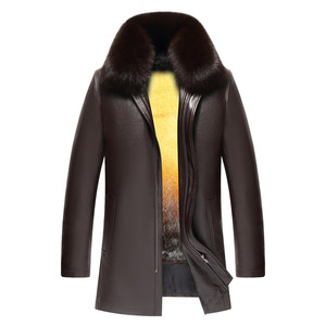 Winter Haining Middle -aged and Elderly Leather Leather Male Dad Pretend to Pluffy Lamb Leather Jacket Mink Water Plasie Clamp