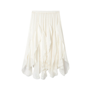 
COUNTONME Temperament Romantic / Spring and Autumn irregular lace spliced ​​tulle lace-shaped skirt for women