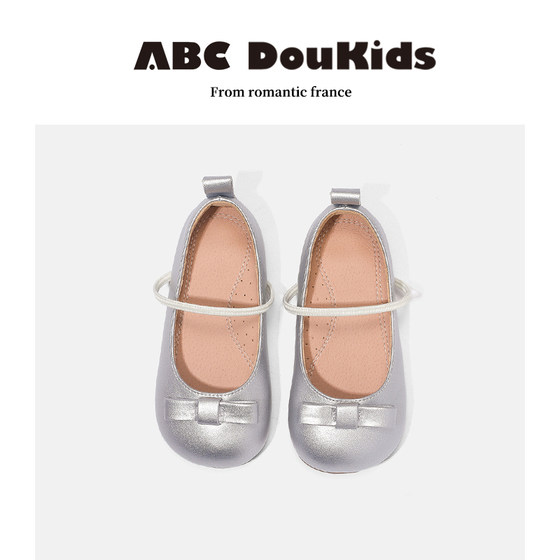 ABCdoukids女童小皮鞋2024秋冬季新款真皮公主鞋防滑儿童平底鞋子