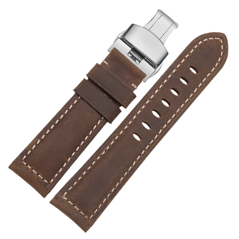 Strap Bq2364 適用FOSSIL化石真皮錶帶男ME3099/BQ2364棕色復古磨砂皮帶22mm