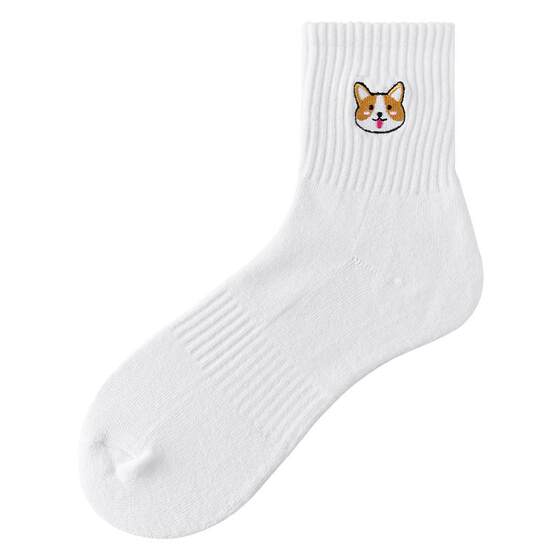 
[Corgi Gift Box] Zoyin Socks Men's Summer Thin Mid-Tube Socks Pure Cotton Yarn Youth White Sports Socks