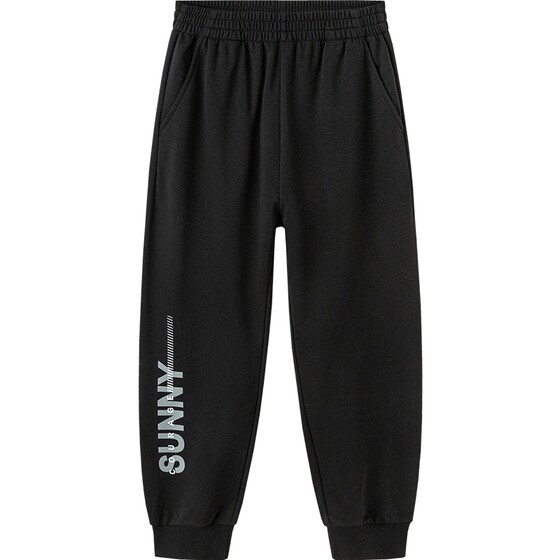 
Balabala boys' pants, medium and large children's black leg-tie spring 2026 new children's wear children's sports pants