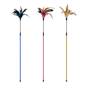 Tian Tian Cat Bite resistant Big Feather Whispering Paper Tassel Super Long Rod Chicken Feather Bell Baby Cat Self Hi Playing Cat Stick Cat Toy