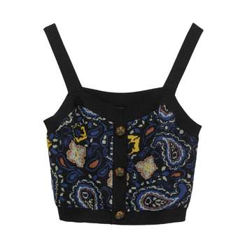 
MSLAN vintage jacquard stretch short camisole