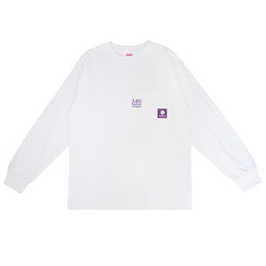 
Masterape autumn new trendy brand loose embroidery LOGO purple label pure cotton heavy men's and women's pocket long-sleeved T-shirt