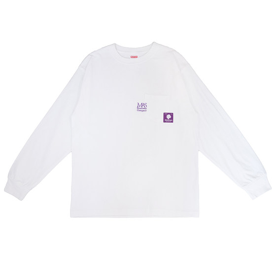 
Masterape autumn new trendy brand loose embroidery LOGO purple label pure cotton heavy men's and women's pocket long-sleeved T-shirt