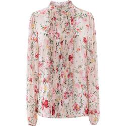 Eahchanie Yichen Pleated 100% Silk Top Sweet Age-reducing Shirt Printed Sweet Floral Shirt For Women