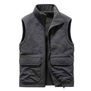 Double -sided wearing vest men in autumn and winter plus velvet shoulder vest leisure sports shake granular velvet horses standing collar sleeveless jacket