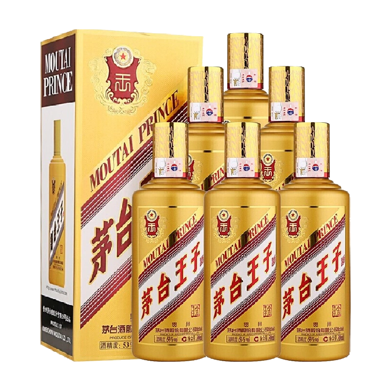茅台王子酒(金王子酒)53度酱香型白酒整箱装500mL*6瓶酒水-Taobao Singapore