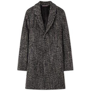 
Tommy autumn and winter men's wool blended herringbone business casual mid-length lapel wool coat