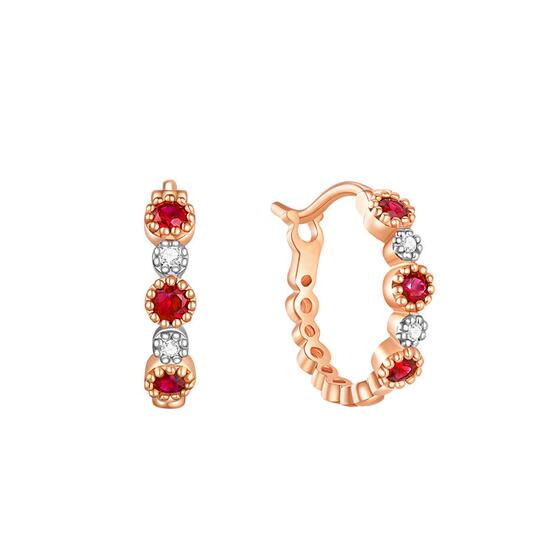 Chow Tai Fook Enzo 18Kゴールド ルビー＆ダイヤモンド イヤリング