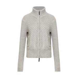 SMIIILE冬季慵懒风双拉头高领柔软羊驼毛毛织开衫女修身显瘦毛衣