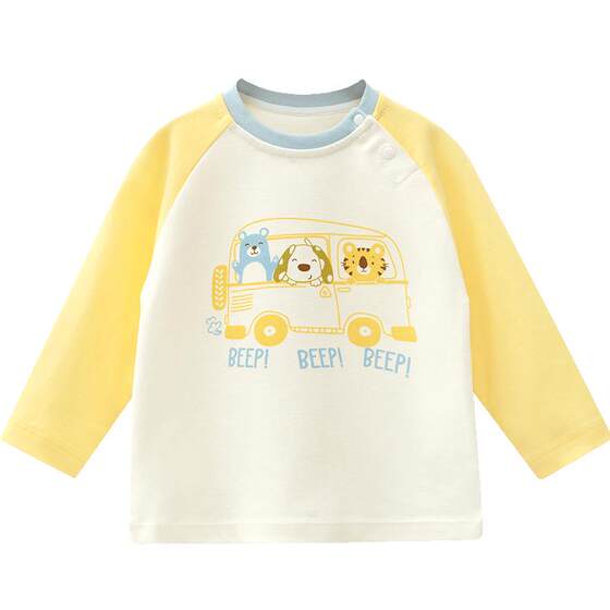 
Ying Beiyi children's T-shirt boy autumn A-class pure cotton long-sleeved top baby girl cartoon bottoming out casual children's clothing