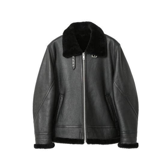 Limited edition winter men's short fur all-in-one genuine leather jacket B6 sheepskin all-in-one warm flight jacket for men