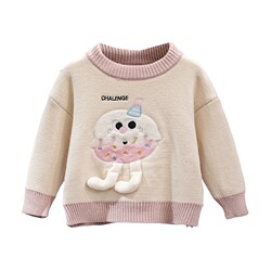 La Chapelle girls' fleece sweater autumn and winter new children's baby cartoon thickened inner base sweater