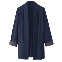 Original Taoist Robe Windbreaker Men's Spring And Autumn Cotton And Linen Hanfu Men's Cardigan Linen Jacket Chinese Style Retro Zen Suit Cloak