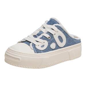 
Hot air lightweight half-mug canvas shoes for women autumn new thick-soled casual shoes versatile one-leg women's shoes