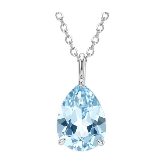 
ILCO 18K gold aquamarine pendant natural gemstone oval drop-shaped light luxury small colorful treasure pendant necklace