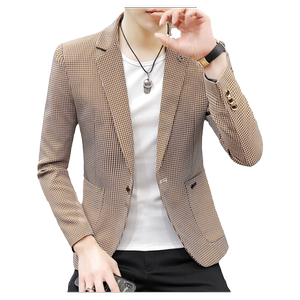 Men's small suit spring and autumn, casual western clothing Korean version of the trend single -jacket student slim men's grid jacket