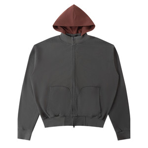 
SVOLCIMA autumn and winter heavyweight detachable hood sweatshirt jacket for men and women, short double zipper cardigan jacket