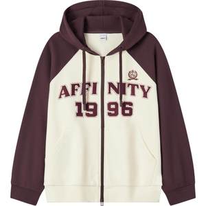 
Semir jacket women's hooded raglan sleeves loose autumn trendy embroidered contrasting color jacket American retro-TK