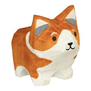 Wood carving small animals Cute healing animals Corgi tiger rabbit cat Shiba Inu desktop decoration pure handmade