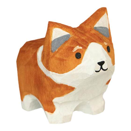 Wood carving small animals Cute healing animals Corgi tiger rabbit cat Shiba Inu desktop decoration pure handmade